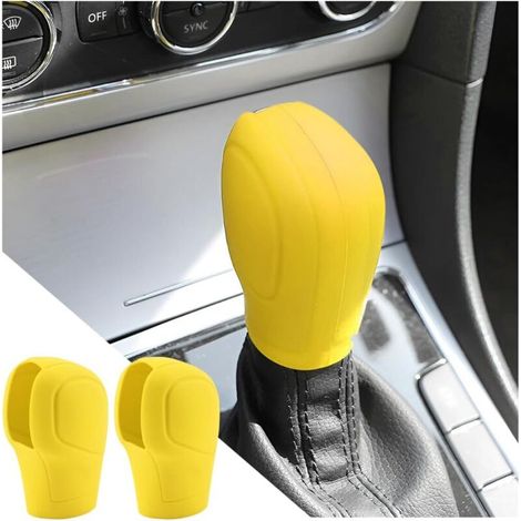 Pieces Silicone Gear Shift Knob Cover - Car Cover (Yellow) (1/5)