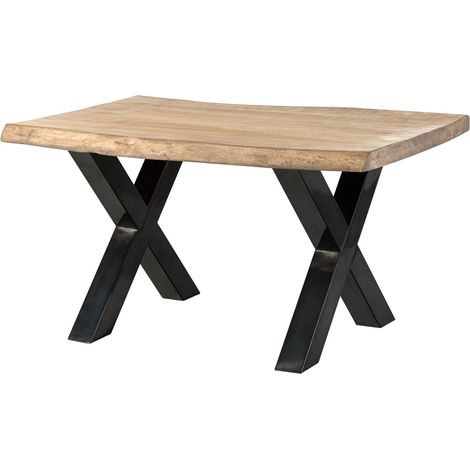 FREEFORM 5 tavolo da pranzo in legno di mango - verniciato beige / gambe in ferro X antracite lucido 160x90