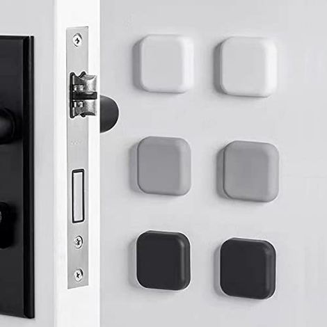Türstopper/Wandschutz – 6er-Packung quadratischer, selbstklebender Schutzpads, erhältlich in Weiß, Grau und Schwarz. (1/5)