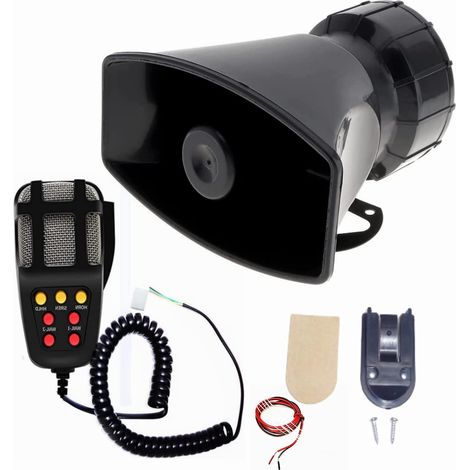 Klaxon Alarme 130db Amplificateur Sonore d'Urgence Sirène Avec Micro Système de Haut-Parleurs PA 7 Tons Trompette Pour Voiture Camion Bateau 12V (1/5)