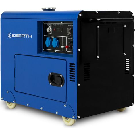 Generador eléctrico diésel 5000W 10CV 4T arranque eléctrico 2x230V AVR móvil EBERTH (1/5)