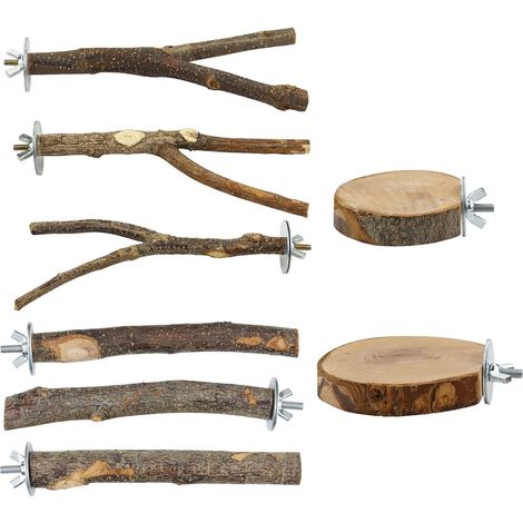Lot de 8 bâtonnets d'entraînement pour petits oiseaux, corde, support pour cage à oiseaux (1/5)