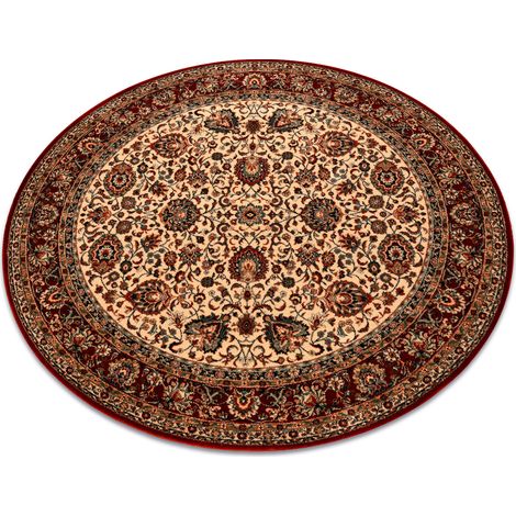 Wollteppich KASHQAI 4362 102 Kreis Ornament beige / rotwein beige rund 120 cm