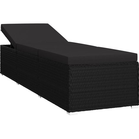 Sonnenliege mit Auflage Poly Rattan Schwarz vidaXL