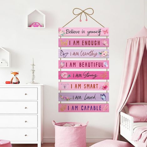Stickers Muraux Citations Inspirantes Rose, Autocollant Mural Phrases de Motivation, Décoration Murale pour Chambre Filles Enfants Porte (1/5)