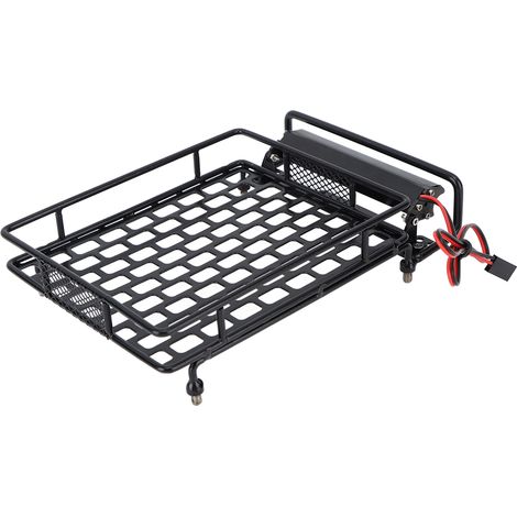 Porte-bagages de toit robuste en fer noir pour voiture RC, avec 8 LED blanches. (1/5)