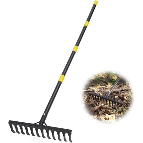 Garden Rake 189 cm Metal Garden Rake with Handle, 12 Teeth Steel Rake for Loosening Soil and Leveling Lawn, Leaf Broom, Lawn Rake, Gardening Tool for (1/5)