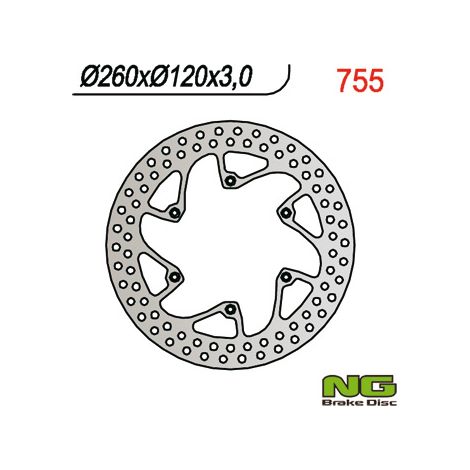 Disco de freno delantero NG para Husqvarna CR/WR/TE/TC 92-99 (260x120x3mm)