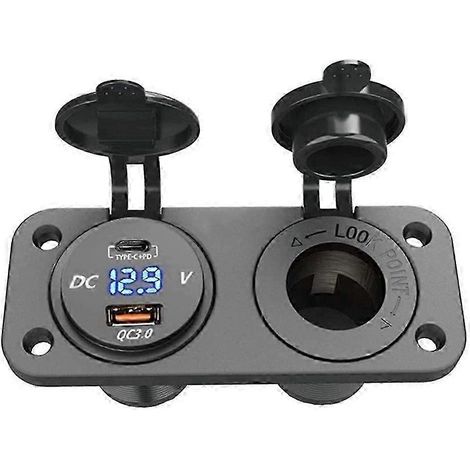 Prise de chargeur USB Type-C et QC3.0 pour voiture, compatible avec les prises USB pour voitures, bateaux et navires. (1/5)
