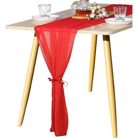 [Decoración de mesa] Tul de gasa modelo DL302, tul de lujo [30 x 300 cm] Rosa, Blanco, Azul, Rojo – Reutilizable y sin arrugas – 1 pieza (1/5)