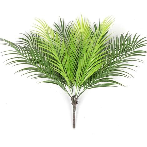 9 têtes artificielles pour bouquet de fougère, 53 x 70 cm, fausses feuilles de palmier en plastique avec tige en fer, feuillage vert pour la maison, le bureau, la décoration de fête de mariage et les (1/5)