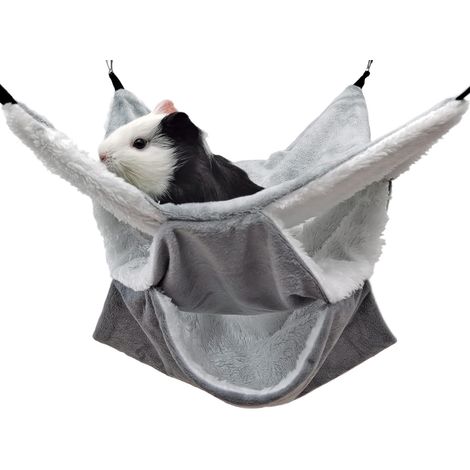 Hamac Lit Suspendu Couchage pour Rat Cochon d'Inde Rongeur Furet Chinchilla,Gris 30x30 (1/5)