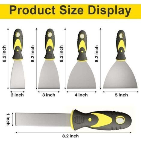 Set of 5 Plastering Knives Scrapers 1 2 3 4 5 Inch Paint Tool Spackle Rust Free Wallpaper Peeling (1/4)
