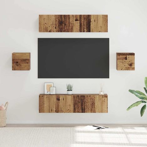 TV-Schrankset Wandmontiert 6 pcs Altholz Holzwerkstoff
