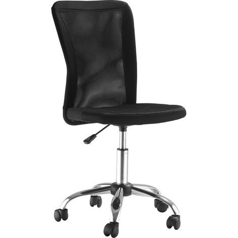 Silla de oficina ergonómica sin reposabrazos, altura regulable, negra, 100 kg (1/5)