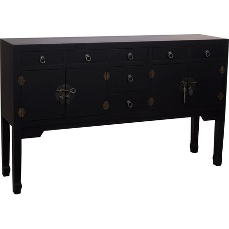 Aparador de madera de 7 cajones y 2 puertas 128x26x78 (1/5)