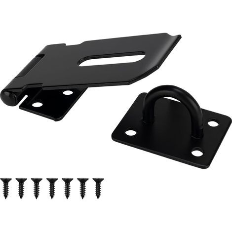 Lucchetto a scrocco in acciaio inox da 7,6 cm, resistente, nero, per cancelli, porte e armadi, finitura spazzolata, confezione da 1. (1/4)