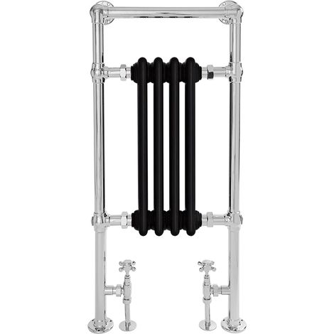 Hudson Reed – Sèche-serviette rétro noir 430W – 93 x 45,2 x 15,5cm – 4 colonnes verticales en acier 1,5mm – Garantie 10 ans
