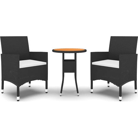 Maison Exclusive - 3dílný zahradní jídelní set polyratan černý (1/5)