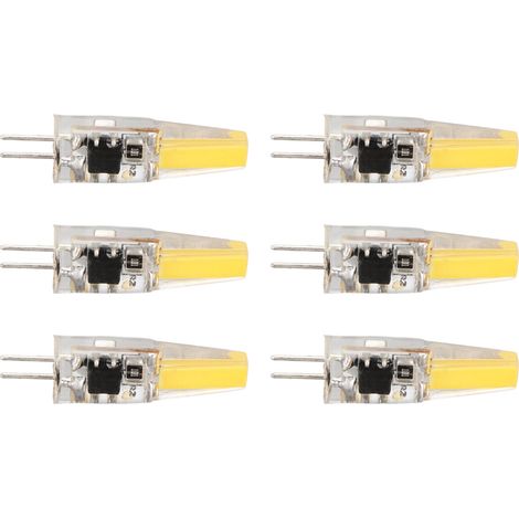 Lot de 6 ampoules LED COB G4 6W 500LM à gel de silice, économie d'énergie, pour plafonnier, applique, lampe de table, 220V, blanc chaud (1/5)