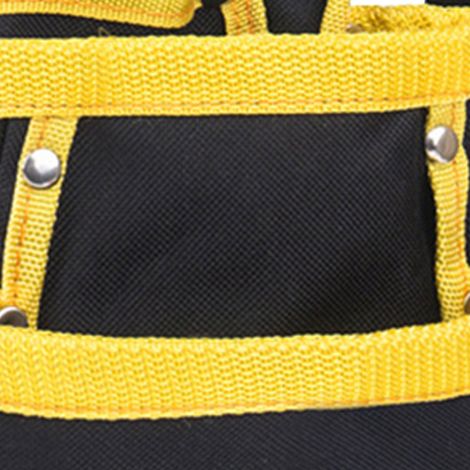Werkzeugtasche aus Oxford-Gewebe, dicke Gürteltasche, Hängetasche für Elektriker und Reparaturarbeiter, doppelte Gürteltasche für Werkzeuge, gelb und schwarz, abriebfest. (1/5)
