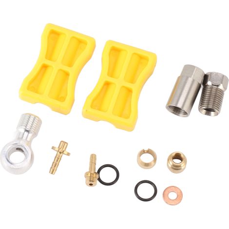 Kit de connecteurs hydrauliques réutilisables pour durites de frein de vélo, comprenant un raccord olive et un embout olive, pour VTT. (1/5)