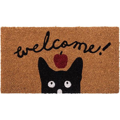 1 Tapis d'entrée rond, motif chat, surface en soie, antidérapant, résistant à l'usure, pour maison (1/5)