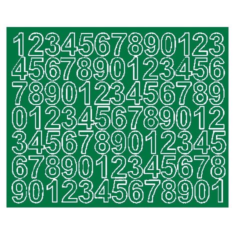 Numeri adesivi autoadesivi da 2,5 cm, verde opaco