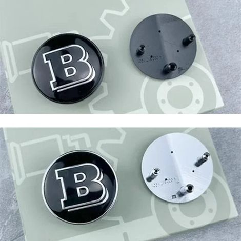 (Logo B, base noire 38 mm) - Emblème de voiture en ABS à 3 broches pour calandre supérieure avant et capot, compatible avec les Mercedes-Benz Classe E/S (logo étoile, blé et pommier). (1/5)