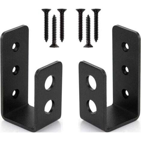 Set of 2 heavy-duty steel door brackets for 2 x 4 doors, U-shaped security bar (1/4)