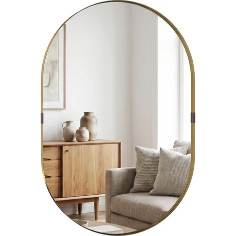HOMCOM Wall Mirror with Elevated Aluminium Alloy Frame, 60 x 90 cm (1/5)
