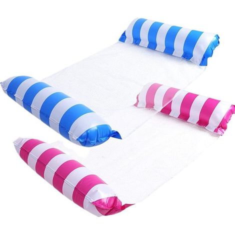 Hamac aquatique 2 pièces - Matelas gonflable de piscine pour adultes - Matelas gonflable de piscine - Tapis gonflable - Tapis flottant - 125 × 70 cm - Bleu/Rose - PVC Bleu/Rose (1/5)