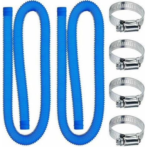 Tuyau de piscine - 32 mm - Longueur : 100 cm - Bleu - 2 tuyaux - Pour pompe de filtration et systèmes d'eau salée (1/4)