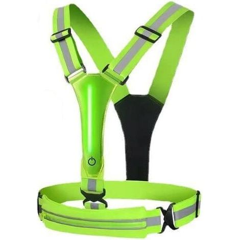 LED di sicurezza ricaricabile tramite USB, gilet riflettente da corsa, gilet da ciclismo lampeggiante ricaricabile tramite USB, 3 modalità, supporto per telefono per corridori, jogging, ciclismo nottu (1/4)