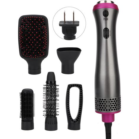 Sèche-cheveux multifonction air chaud peigne lisseur boucleur coiffant, prise US 110V (1/5)