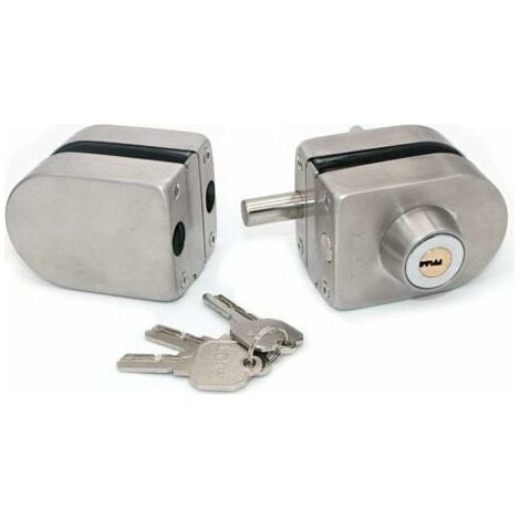 Serrure de porte en verre en acier inoxydable 304 avec 2 clés, serrure de porte en verre, serrure de sécurité, aucun perçage requis, convient à la maison, à l'hôtel, à la salle de bain, à la vitrine (1/5)