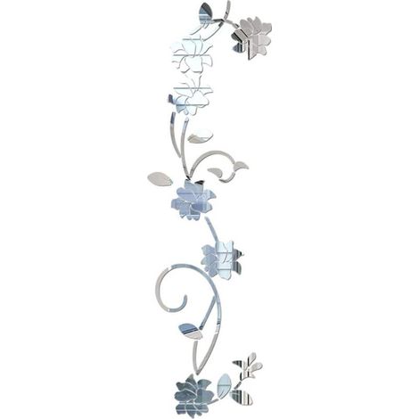Adesivi murali in acrilico con motivo floreale a vite - Decorazione per pareti di casa, soggiorno, camera da letto - Argento (1/5)