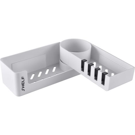 Tablette de douche en coin, Tablette de douche Paniers de douche en coin, mobilier robuste et élégant, 4 (1/2)