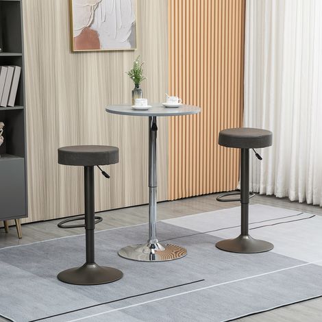 Ensemble de 2 tabourets de bar avec repose-pieds - 35x36x64-85cm - tabourets pivotants de cuisine à hauteur réglable - gris