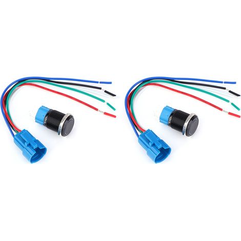 2 Jeux Interrupteur Poussoir Métal Auto-Réinitialisation 5 Broches 1NO1NC 12V DC 16mm avec Voyant Lumineux (Blanc) (1/5)