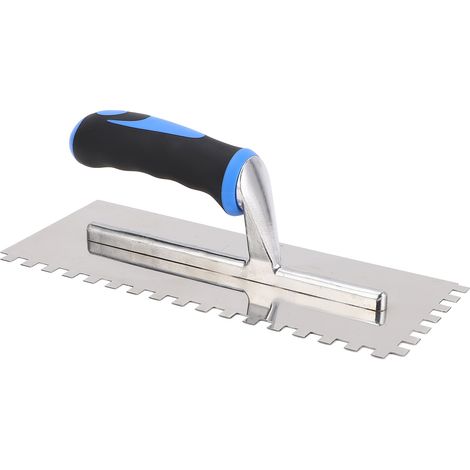 Truelle à encoche carrée 8mm acier inoxydable manche caoutchouc ergonomique pour carrelage et sol béton PP TPR 280x115mm modèle 1710 420 (1/5)