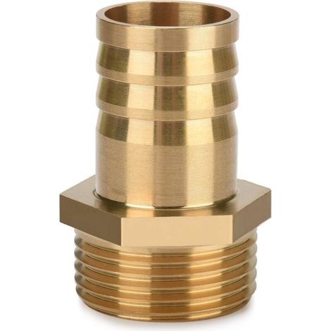 1 Pièces Raccord de Tuyau in Brass, Laiton Cannelés, Fillet Connectors, Raccord plomberie, pour la Conversion de Tuyau, pour Eau, Gaz, Huile, Jardin, 1" AG x 1" (25 mm) (1/5)
