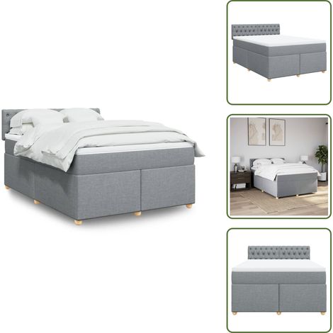 Sommier à lattes de lit avec matelas Gris clair 140x190cm Tissu - Sommier À Lattes De Lit - Sommiers À Lattes De Lit - Lit - Meuble De Chambre À Coucher (1/5)