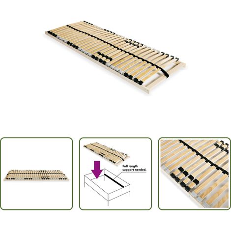 vidaXL Sommier en hêtre - Sommier à lattes sans matelas avec 28 lattes 7 zones 80x200 cm (1/5)