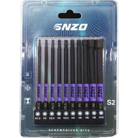 Lot de 10 embouts hexagonaux 100mm, en acier S2, magnétiques, 1/4" pour visseuse (1/5)