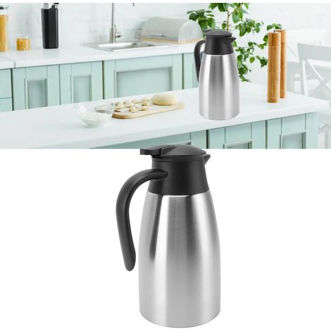 Große Edelstahl-Thermoskanne mit Druckknopfverschluss, geeignet für den Heim- und Studentengebrauch, Kaffeethermoskanne, 2,0 l, Innenauskleidung aus natürlichem Edelstahl, Edelstahl 304. (1/5)
