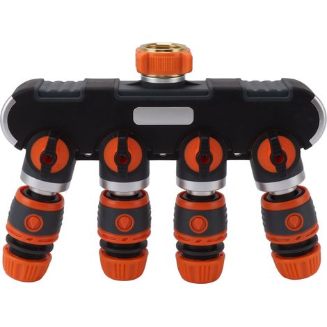 Adaptateur répartiteur d'eau en laiton à quatre sorties pour robinet d'arrosage extérieur (1/5)