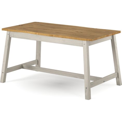 Live Edge Large Dining Table - Pine - L80 x W150 x H76 cm - Grey/Antique Waxed Pine - Flat Packed