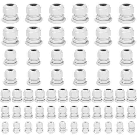 60pcs Presse Étoupes Étanches M12 M16 M20 M25 M32,Presse Etoupe Caoutchouc Joint IP68 Réglable Presse etoupe,Nylon Plastique Contre écrous Réglable pour Maison/Jardin/Éclairage d'extérieur Câble (1/5)