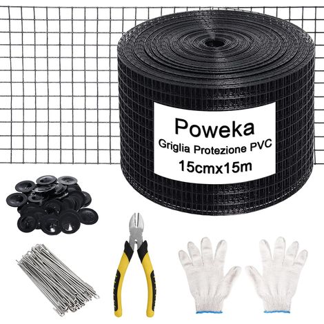 Kit de Clôture de Protection pour Panneaux Solaires 15cmx15 m, 70 Fixations Grillagé Anti-Pigeons en PVC pour Panneaux Solaires Contre,70 Fixations en Acier Inoxydable Unité (1/5)